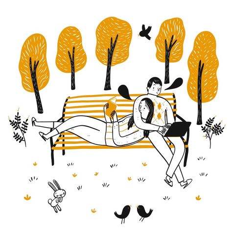 Hand drawn couple reading on bench in park Bench Illustration, Park Reading, Bench Drawing, Animal Illustration Kids, Shark Silhouette, Photo Images, Free Vector Art, Canvas Home, Trademark Fine Art