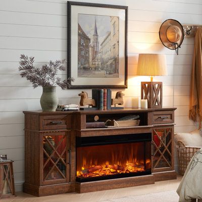 Farmhouse Fireplace Tv, Oak Corner Tv Stand, Glass Farmhouse, Large Tv Stands, Wood Entertainment Center, Farmhouse Tv Stand, Fireplace Entertainment, Electric Fireplace Tv Stand, Adjustable Bed Frame