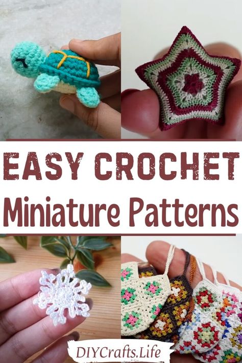 Easy Crochet Miniature Patterns For Different Accessories - DIY Crafts Christmas Card Crochet, Miniature Knitting, Miniature Crochet, Christmas Crochet Pattern, Easy Crochet Patterns Free, Crochet Hat Free, Crochet Animals Free Patterns, Crochet Hats Free Pattern, Crochet Mittens