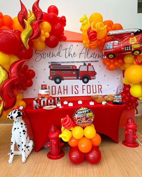 Celebrate your Firefighter’s Birthday with our personalized firetruck Banner! Our personalized banners for kids are not just party essentials, but memorabilia that will light up their special day and your heart with joy. Blazing fun ahead! 🔥 Add a spark to your child's firetruck-themed party with this personalized banner! #firefighterbirthday Firetruck Birthday Party Balloons, Firefighter Promotion Party, Firefighter Theme Birthday Party, Emergency Vehicles Birthday Party, Fireman Themed Birthday Party, Firefighter Birthday Party Decorations, Ambulance Party, Fire Truck Birthday Party Ideas, Fire Engine Birthday Party