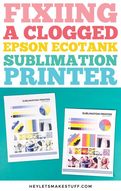 Epson EcoTank printers that have been converted to sublimation often have issues with clogged printer heads. Here is my method to fix a clog in an Epson EcoTank Printer, plus tips for avoiding them in the future. Epson Ecotank Printer, Tshirt Printing Business, Diy Sublimation, Diy Cleaning Solution, Power Clean, Epson Printer, Sublimation Printer, Cricut Craft Room, Cricut Tutorials