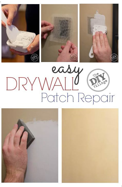 How to repair a hole in the drywall - the EASY way! Step by step of drywall patch repair. Drywall Tape, How To Patch Drywall, Easy Home Improvement Projects, Easy Home Improvement, Drywall Repair, Home Remodeling Diy, Home Fix, Diy Home Repair, Diy Remodel