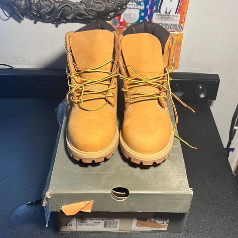 Wheat Timbs Fresh With The Original Box Never Worn. Offer Up Timberland Snow Boots, Timberland Leather Boots, Toddler Timberlands, Timberland Boots Black, Timberland Classic, Fabric Boots, Yellow Boots, Leather Chukka Boots, Black Timberlands