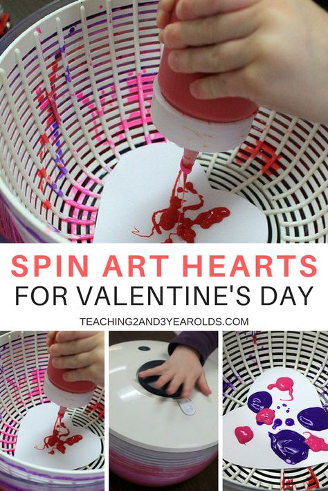 Try something different at the art table with these spin art Valentine's hearts! A fun way for toddlers and preschoolers to paint. #valentinesday #art #toddlers #preschool #hearts #AGE2 #AGE3 #artsandcrafts Butterfly Valentine, Valentine Bows, February Crafts, Valentinstag Party, Art Valentines, Valentine's Day Crafts For Kids, Preschool Valentines, Valentine Activities, Spin Art