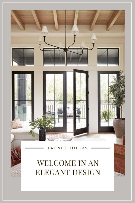 Iron French Doors, Farmhouse French Doors, Bramble Bush, Deck Doors, French Doors Office, French Doors To Deck, Sliding French Doors Patio, French Doors Living Room, French Doors Patio Exterior