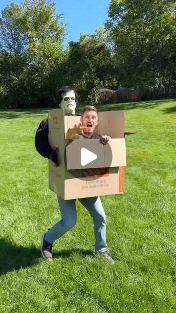 Fall Season Halloween Costume, Illusion Halloween Costumes Diy, Invisible Man Diy Costume, Awesome Diy Halloween Costumes, How To Make A Halloween Costume, Monster In A Box Halloween, Black Morph Suit Costume Ideas, Diy Cardboard Halloween Costumes, Diy Halloween Masks For Adults