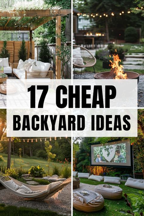 Transform your backyard with these 17 cheap landscaping DIY ideas! Perfect for small or large spaces, simple and easy for renters or homeowners. Get inspired and create your dream outdoor oasis! Cheap Pool Landscaping Ideas, Diy Firepits, Easy Diy Backyard Ideas, Backyard On A Budget, Garden Ideas Budget Backyard, Diy Backyard Ideas, Pool Diy, Diy Backyard Patio, Landscaping Diy