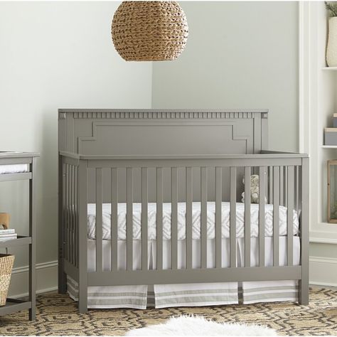 Harriet Bee Nikia Panel 4-in-1 Convertible Crib & Reviews | Wayfair Grey Crib Nursery, Gray Crib, Grey Crib, Full Size Headboard, Crib Toddler Bed, Toddler Beds, Adjustable Mattress, Grey Panels, Crib Sets