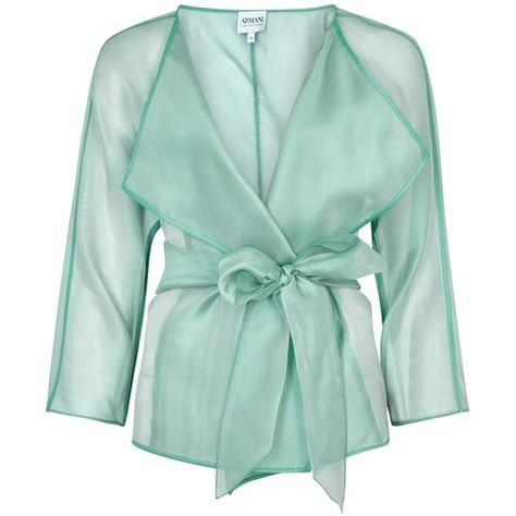 Womens Evening Jackets Armani Collezioni Turquoise Belted Silk Organza... ($640) ❤ liked on Polyvore featuring outerwear, jackets, tops, coats & jackets, evening jackets, armani collezioni jacket, green jacket, turquoise jacket and belted jacket Small Jackets For Dresses, Organza Coat, Organza Top Styles, Turquoise Jacket, Organza Jacket, Sheer Jacket, Organza Blouse, Elegant Jacket, Organza Top