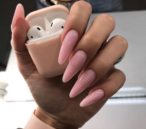 Almond Acrylic Nails, Pink Acrylic, Pink Acrylic Nails, Oval Nails, Square Acrylic Nails, Hand Holding, Dream Nails, Classy Nails, Fire Nails