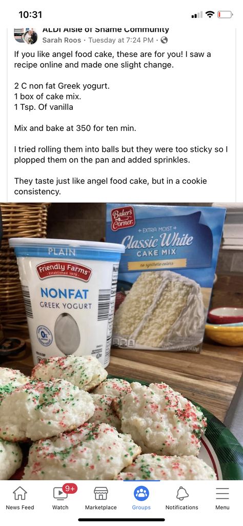 Angel Food Cake Cookies With Yogurt, Cake Mix Yogurt Cookies, Angel Food Cake Cookies With Greek Yogurt, Weight Watchers Angel Food Cake Cookies, Angel Food Cake Cookies Weight Watchers, Greek Yogurt Cake Mix Cookies, Ww Angel Food Cake Cookies, Angel Food Cake Cookies Recipes, Angel Food Cookies Recipes