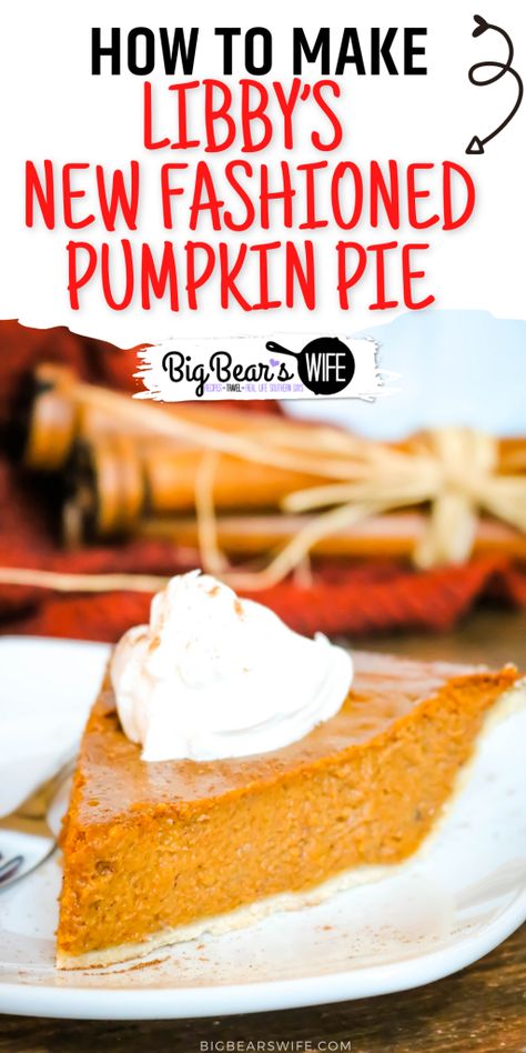 Libby's changed their famous pumpkin pie in 2019 so now you'll find the old one and the new recipe on their cans of pure pumpkin. This is Libby's New Fashioned Pumpkin Pie Recipe! Spicy Pumpkin Pie Recipe, Libbys Pumpkin Pie, Classic Pumpkin Pie Recipe, Best Pumpkin Pie Recipe, Dessert Pie Recipes, Best Pumpkin Pie, Pumpkin Pie Recipe, Pumpkin Recipes Dessert, Special Desserts