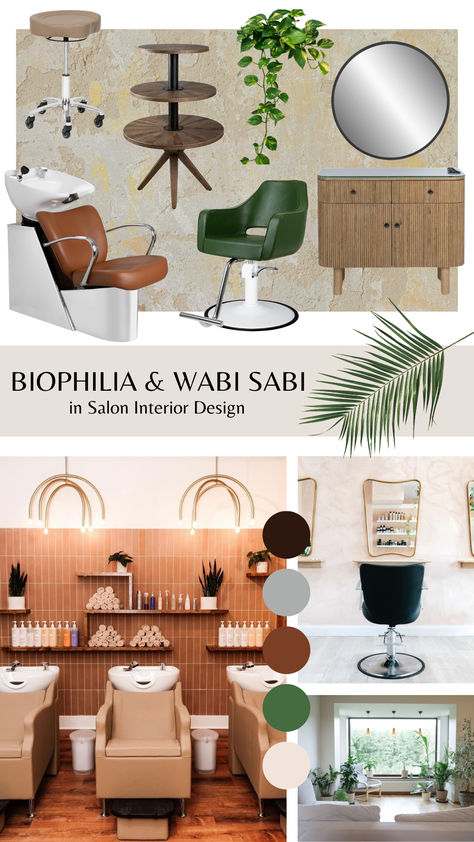 "Sustainable design and sustainably manufactured goods that celebrate the organic is how people live today and is a part of how a space is composed." Read more on Biophilia and Wabi Sabi in salon interior design by clicking on the link below! • • • #myminerva #hairdresser #hairstylist #behindthechair #minervabeauty #beminervabeautiful #interiordesign #saloninterior #salondecor #salonlife #salongoals #hairsalondecor #salonequipment #saloninspo #saloninspiration #salonstyle #salon #beautysalon Art Deco Hair Salon Interior, Salon Concepts, Minerva Beauty, Rustic Tableware, Beauty Salon Interior Design, Salon Mirrors, Hair Salon Interior, Salon Suites Decor, Hair Salon Decor