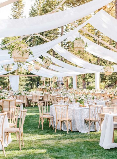 Swagging Fabric Wedding Reception, Tent Draping Wedding, Fabric Draping Wedding, Wedding Recessional Songs, Tent Ideas, Wedding Draping, Draping Wedding, Wedding Ceiling, Air Tent