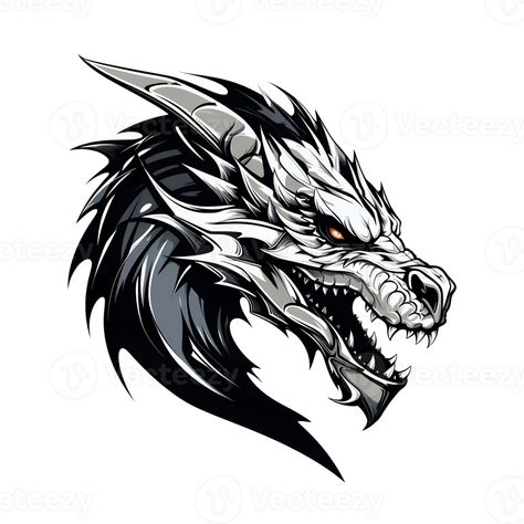 Dragon Head Art, Dragon Stickers, Dragon Head Tattoo, Tattoo Leg, Head Art, Logo Tshirt, Chest Tattoos, For Stickers, Dragon Pictures