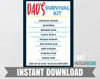 Survival kits | Etsy New Dad Survival Kit, Survivor Kit, Happy Fathers Day Funny, Father's Day Printable, Funny Gifts For Dad, Everyday Heroes, Valentines School, Wrapping Ideas, Survival Kit