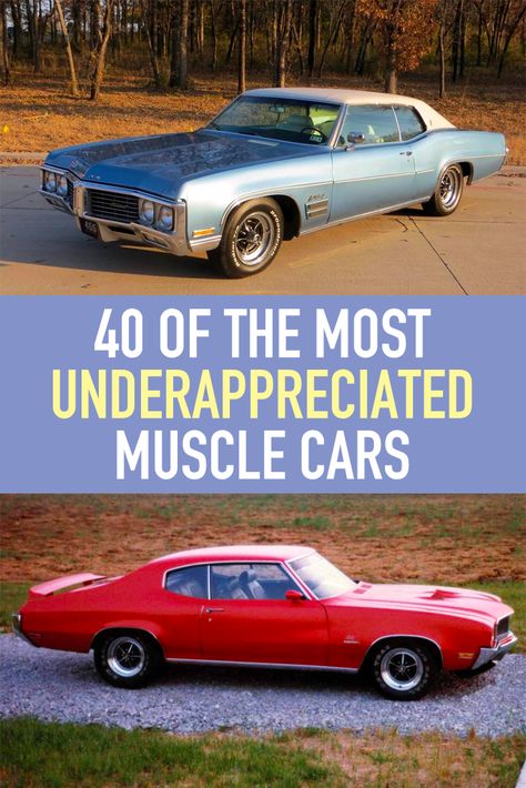 Most collectors seek out the usual suspects as they’re well-known, well-loved and iconic. But what about some of the lesser-known muscle cars? In a sea of Mustangs and Camaros, you can stand out from the crowd with a unique and misunderstood model from the era of muscle. Here are big-motor bruisers that will turn heads, burn rubber and stand out at a car show. Ford Muscle Cars, Cheap Muscle Cars, 34 Ford Coupe, Muscle Car Ads, Famous Vehicles, Old School Muscle Cars, 60s Muscle Cars, Automobile Design, 70s Muscle Cars