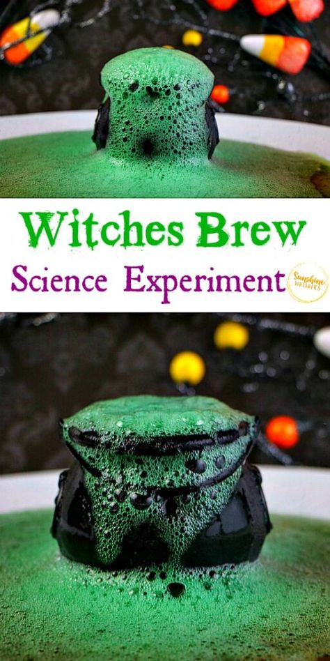 Cauldron Science Experiment, Witches Brew Science Experiment, Halloween Experiments, Library Halloween, Experiment Science, Fall Science, Halloween Stem, Baking Soda And Vinegar, Experiments Kids