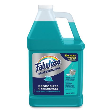 Cleans while leaving a long-lasting scent. No rinsing needed. Makes 64 gallons of ready-to-use solution. pH neutral formula won't damage surfaces. Value Pack—stock up and save! Application: All-purpose; bathrooms; kitchen; applicable material: ceramic; fiberglass; glass; metal; plastic; vinyl; hard surfaces; dirt types: grease; soil; scent: ocean cool. Fabuloso 4-Pack 1-Gallon Ocean Cool Liquid All-Purpose Cleaner | CPC05252 Colgate Palmolive, All Purpose Cleaner, Kitchen Jars, Cleaning Gadgets, Leaky Gut, Bathroom Cleaner, Cool Kitchen Gadgets, Cleaning Checklist, Household Essentials