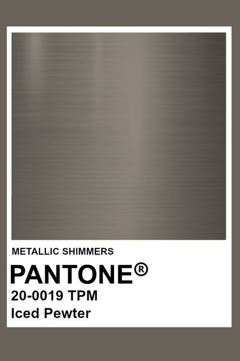 Iced Pewter #Metallic #Pantone #Color Metallic Shimmer Pantone, Pantone Metallic Gold, Pantone Metallic Shimmers, Metal Color Palette, Metallic Pantone, Metallic Color Palette, Pewter Colour, Brown Pantone, Pewter Paint