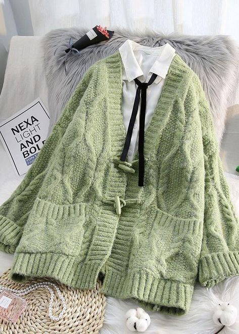 Soft Green Outfit Aesthetic, Mha Script, Personal Rebrand, Green Aesthetic Outfit, Aesthetic Knitwear, Old Fashion Dresses, Kawaii Fashion Outfits, Swaggy Outfits, 가을 패션