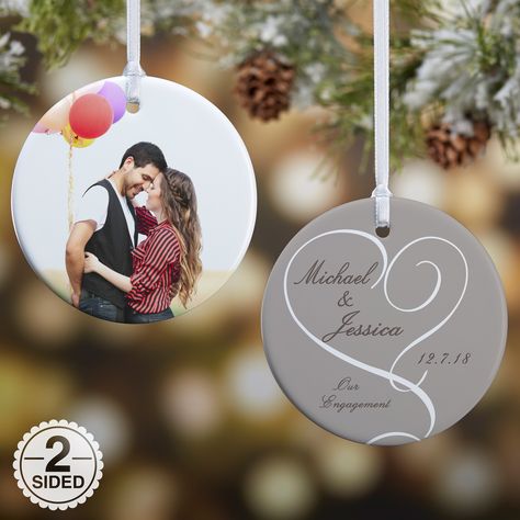 14843 - Our Engagement Photo Personalized Ornament Christmas Engagement Photos, Military Engagement Photos, Photo Christmas Ornaments, Cricut Christmas, Engagement Ornaments, Our Engagement, Custom Christmas Ornaments, Anniversary Dates, Photo Christmas