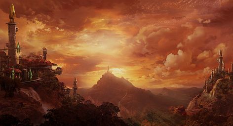 Landscape concept art for World of Warcraft: The Burning Crusade. It actually does not look this good in game. Burning Crusade, 1920x1200 Wallpaper, Blood Elf, Warcraft Art, Landscape Concept, Fantasy Setting, Inspirational Artwork, Wow Art, Environmental Art