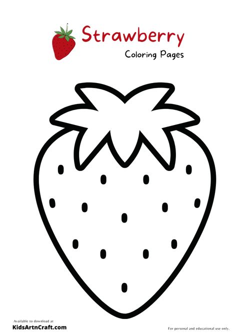 Strawberry Coloring Pages For Kids – Free Printables Check more at https://www.kidsartncraft.com/strawberry-coloring-pages/ Strawberry For Coloring, Strawberry Art And Craft, Strawberry Colouring Pages, Strawberry Activity For Preschool, Printable Strawberry Template, Coloring Fruits For Kids, Strawberry Coloring Pages Free Printable, Free Preschool Coloring Pages Printables, Strawberry Crafts For Toddlers