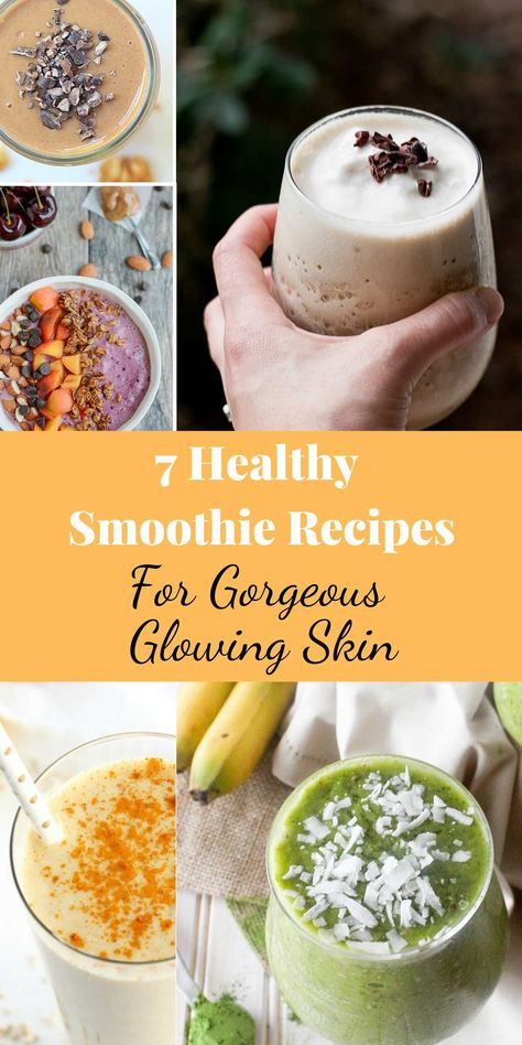 Glow Smoothie Recipe, Skin Care Smoothie Recipes, Whole Food Smoothie Recipes, Glowing Skin Smoothie Recipes, Hydrating Smoothie Recipes, Healthiest Smoothie Recipes, Smoothie Recipes For Clear Skin, Antioxidant Food Recipes, Skin Healthy Foods