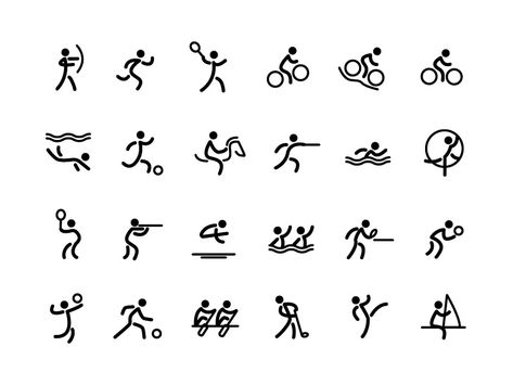 Olympic and Asian Games Sport Icons by Conania Olympic Icons, Fitness Icon, Event Logo, Sport Illustration, Asian Games, Sport Icon, Olympic Sports, Logo Mockup, 로고 디자인