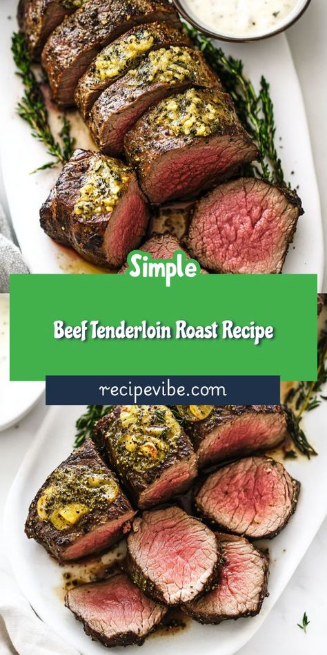 Looking for the perfect centerpiece for your Christmas dinner? This Beef Tenderloin Roast Recipe is a show-stopper that will impress your guests! Create memorable holiday moments with this delicious dish. Save this recipe for your festive feast and elevate your Christmas dinner ideas! Beef Tenderloin Roast Recipes, Beef Tenderloin Roast, Tenderloin Roast, Garlic Herb Butter, Paleo Beef, Beef Tenderloin, Herb Butter, Roast Recipes, Christmas Dinner