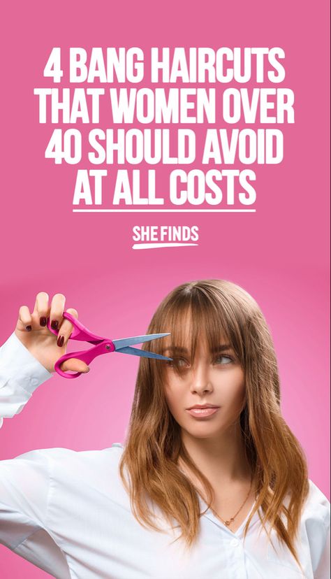 Before you sprint off to the salon and ask for “bangs” with no further explanation, heed the advice of these hair experts who say these four bangs haircut mistakes can actually add years to your look. #hair #hairstyles #haircut #haircolor #haircare #hairgoals #ideas #tips #fashion #style #stylish #styleblogger #blog Trendy Womens Haircuts, Bobbed Hairstyles With Fringe, Growing Out Bangs, Medium Length Hair With Bangs, Lob With Bangs, Cute Bangs, Scrub Corpo, Hair Mistakes, Bob Hairstyles With Bangs