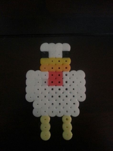 Full body minecraft chicken perler beads :) Minecraft Chicken Perler Beads, Minecraft Chicken Pixel Art, Perler Beads Chicken, Chicken Perler Beads, Pearler Bead Patterns Easy Cute, Pearl Or Beads Ideas, Pearl Beads Ideas, Cute Perler Beads Designs, Hamahelmi Ideas