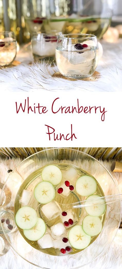 White Cranberry Punch (Mocktail) New Years Punch Non Alcoholic, White Mocktails Non Alcoholic, New Years Eve Punch Recipes, White Cranberry Punch, New Years Punch Recipes, Punch Mocktail, Cranberry Mocktail, Wedding Punch, Cranberry Juice And Vodka