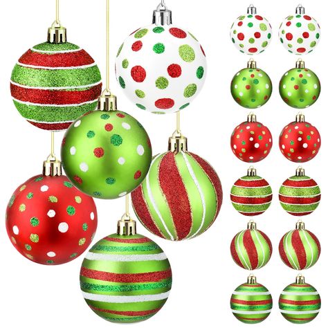 PRICES MAY VARY. Christmas Ornaments: this package comes with 12 pieces of Christmas ball ornaments, designed in 6 styles and each style has 2 pieces; The generous quantity is ideal for decorating larger spaces, Christmas trees or for giving out as gifts to family and friends Durable and Long Lasting Material: these mini Christmas ornaments are designed with quality plastic material, light in weight, ensuring its durability and fade resistance; Unlike glass ornaments, these plastic balls won't s Red And Green Christmas Tree, Joy Decorations, Mini Christmas Ornaments, Xmas Tree Decoration, Grinch Christmas Tree, Grinch Christmas Decorations, Red And Green Christmas, Plastic Christmas Tree, Peppermint Christmas