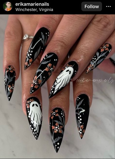 Gelx Inspo Nails Halloween, Spider Web Pedicure, Stilleto Halloween Nail Designs, Spooky Thanksgiving Nails, Simple Spooky Nails Almond, Storm Nail Art, Bone Nails Halloween, Holoween Nail Design, Fall Witch Nails