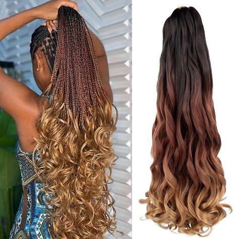 Ladies, I've been rocking these braids for the majority of summer! Why not try them out too? Wavy Braiding Hair, Wavy Hair With Braid, Curly Braiding Hair, Wavy Hair Overnight, Curly Braids, Curly Hair Braids, French Curl, Strawberry Hair, Crochet Hair Extensions