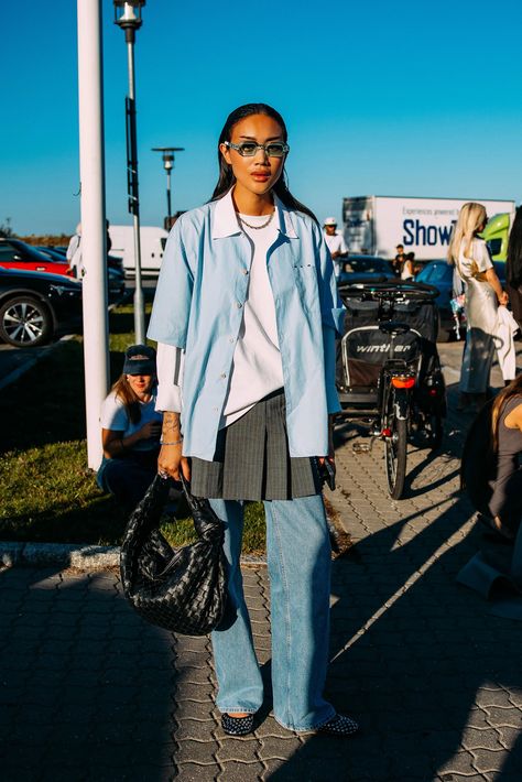 The Best Street Style Photos From the Spring 2025 Shows in Copenhagen | Vogue Copenhagen Fashion Week Street Style, Copenhagen Street Style, Danish Fashion, Street Style Photos, Copenhagen Fashion, Skirt Trends, Copenhagen Style, Copenhagen Fashion Week, Street Style Trends