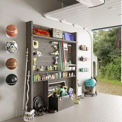 Basketball Holder, Football Displays, Sport Rack, Garage Storage Solutions, Ball Holder, Ball Storage, Storage Idea, Football Wall, Metal Rack