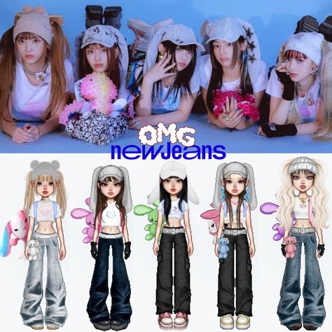 new jeans in everskies New Jeans Costumes Kpop, New Jeans Everskies Outfit, Omg New Jeans Outfit Kpop, Kpop New Jeans Outfit, New Jeans Concert Outfit, Everskies Gift Code, New Jeans Clothes Kpop, New Jeans Everskies, New Jeans Cartoon