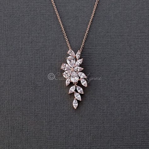 Marquise Flower Vine CZ Pendant Necklace - Cassandra Lynne Bridal Jewellery Set Weddings, Wedding Jewelry With Large Flower Pendant, Teardrop Large Pendant Jewelry For Anniversary, Elegant Teardrop Large Pendant Jewelry, Small Diamond Pendant, Gold Bridal Hair Accessories, Marquise Pendant, Bridal Pendant, Neck Pieces Jewelry