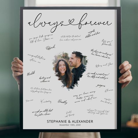 Wedding Signature Guest Photo Poster Reception Poster, Guess Book, Heart Guest Book, Wedding Guest Book Unique, Bride Pictures, Always Forever, Wedding Guest Book Sign, Wedding Reception Centerpieces, Wedding Picture Frames