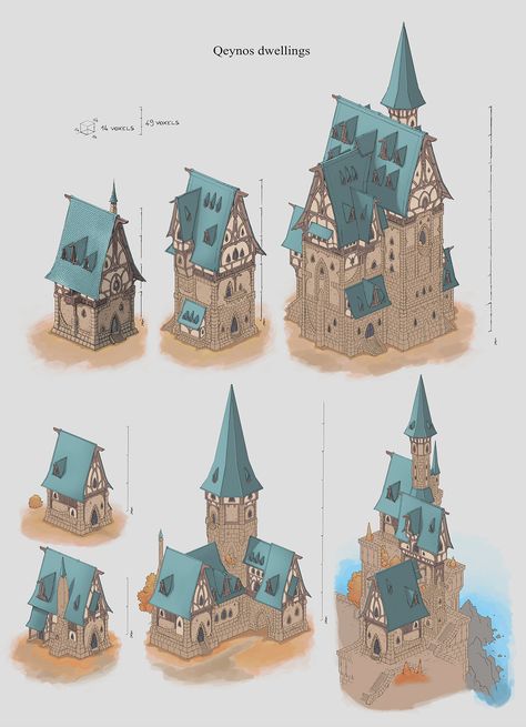 ArtStation - Everquest Next/Landmark Workshops concept Art- Architectural styles, Benoit Bernard Types Of Buildings, 3d Karakter, Rumah Minecraft, Building Concept, Architectural Styles, Minecraft Architecture, Fantasy House, Fantasy City, Fantasy Castle