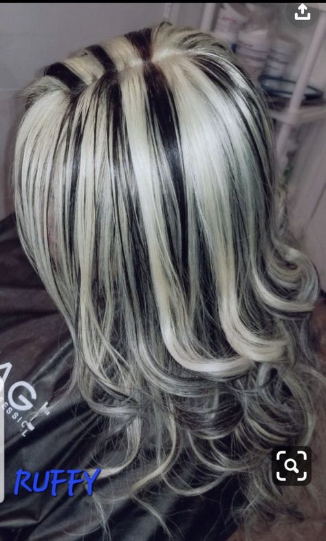 White Hair Highlights, Grey Brown Hair, Hair Stripes, Skunk Hair, Hair Highlights And Lowlights, Haircut Pictures, Black Hair With Highlights, Hair Streaks, Dyed Hair Inspiration