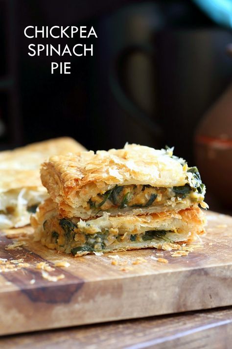 Chickpea Spinach Pie with Berbere Spice - Vegan Richa Spinach Strudel, Vegan Diner, Chickpea Spinach, Vegan Apps, Vegan Feast, Berbere Spice, Potato Spinach, Vegan Richa, Spiced Chickpeas