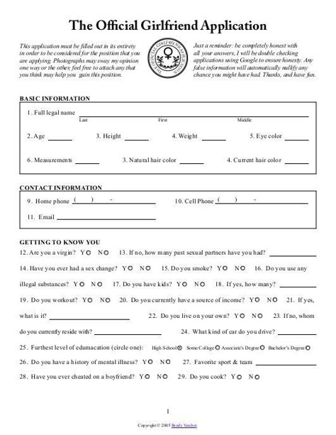 The Official Girlfriend Application Official Girlfriend Application Form, Girlfriend Application Form Funny, Best Gf Award Certificate, Boyfriend Girlfriend Application Form, My Rules As A Girlfriend, Boyfriend And Girlfriend Contract, Ft Buddy Application, Bsf Application, Boyfriend Girlfriend Application