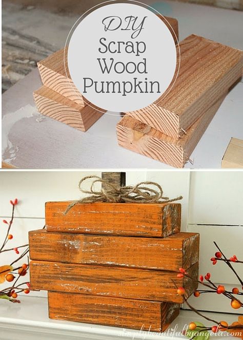 DIY Scrap Wood Pumpkin Projek Diy, Diy Scrap Wood, Fall Wood Crafts, Funky Junk Interiors, Dekor Diy, Wood Pumpkins, Fall Deco, Diy Bricolage, Scrap Wood Projects