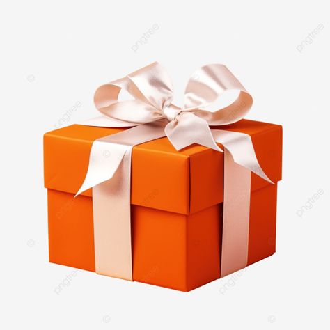 wrapped christmas or other holiday handmade present in paper with white ribbon on orange surface g Gift Box Design, Orange Ribbon, Transparent Image, Gift Package, Handmade Holiday, White Ribbon, Christmas Wrapping, Business Flyer, Box Design