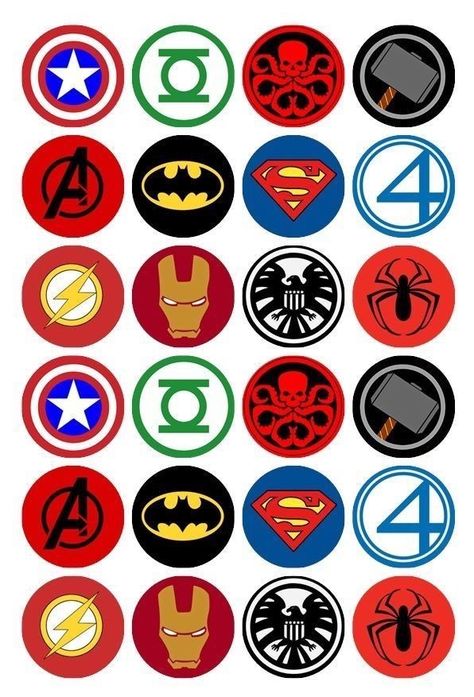 Nurses Week Quotes, Superhero Symbols, Avengers Symbols, Superhero Bedroom, Hero Logo, Avengers Logo, Marvel Tattoos, Avengers Party, Edible Cupcake Toppers