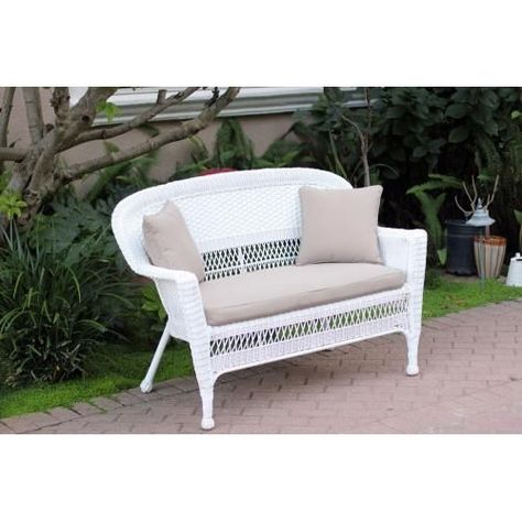 Add comfort and design to your wicker chair with the Wicker Loveseat Cushion.The cushion will work with the classic wicker conversation set.Extremely comfortable.Includes one cushion and 2 throw pillows. Patio Loveseat, Brown Cushions, Green Cushions, Wicker Patio Furniture, White Wicker, Grey Cushions, Patio Seating, White Pillows, Built In Storage